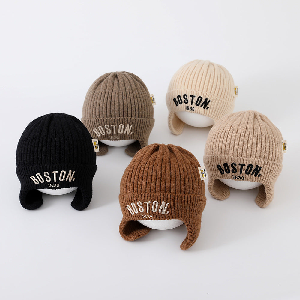 Letter Woolen Knitted Hat Gary Cloth Kids' Headwear