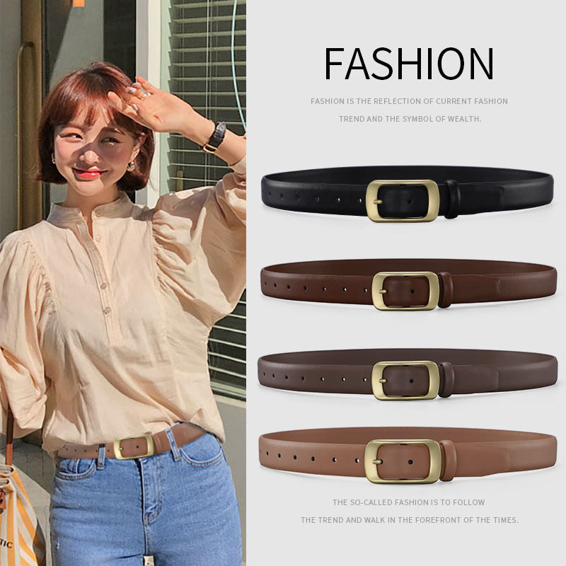 Women's Pin Buckle Pure Cowhide Simple Jeans Suit Belts