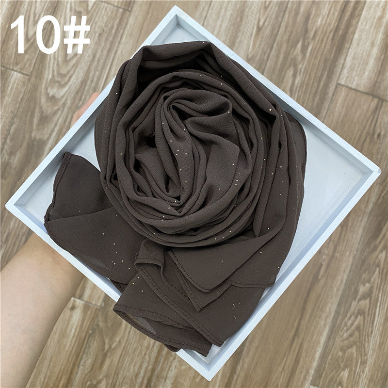 Women's Color Gold Sprinkling Chiffon Fashion Ethnic Scarfs