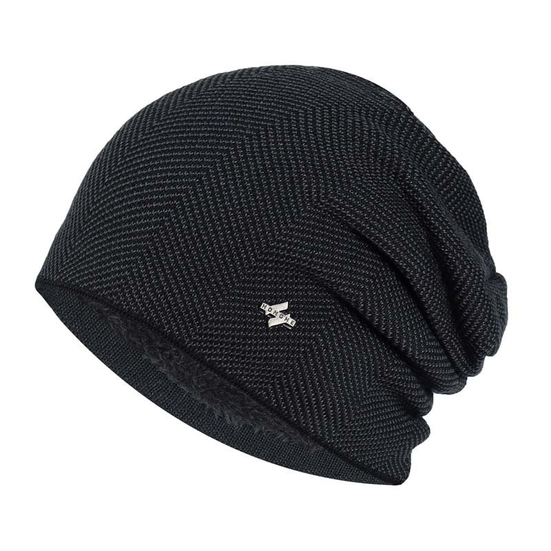 Men's Woolen Plus Fluff Knitted Hat Striped Hats & Caps