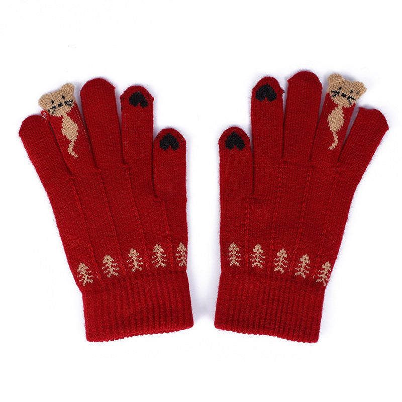 Women's Thickened Cold Protection Knitted Wool Touch Gloves