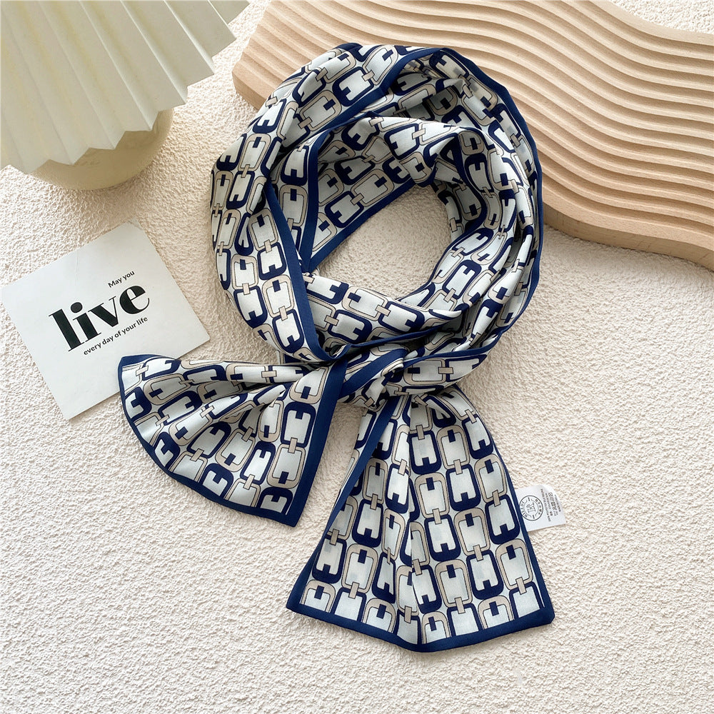 Women's Long Versatile Thin Decorative Ribbon Double-sided Scarfs