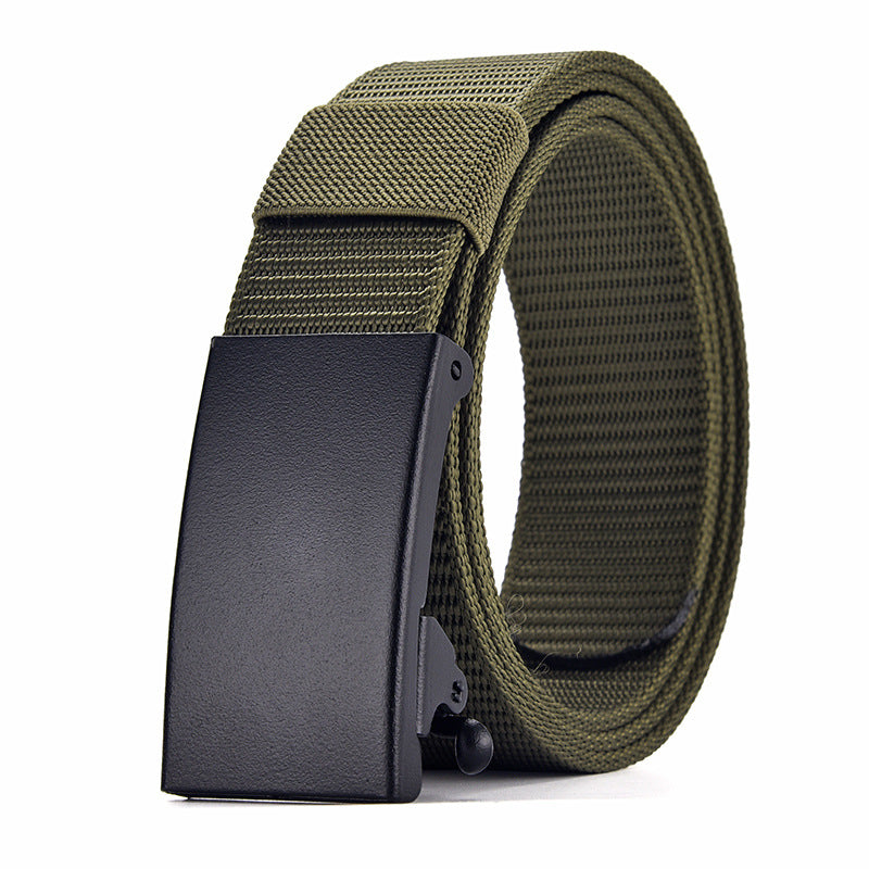 Men's Nylon Woven Canvas Automatic Toothless Outdoor Belts