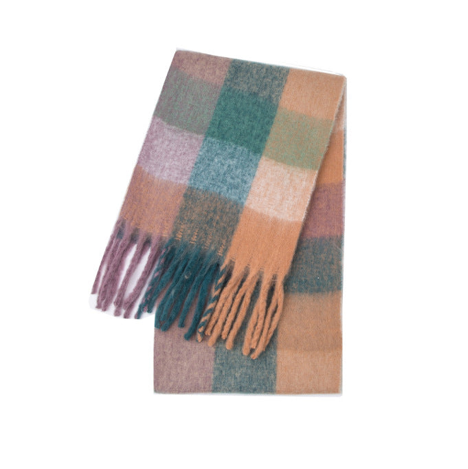 Women's Thick Color Thickened Double-sided Plaid Bib Scarfs