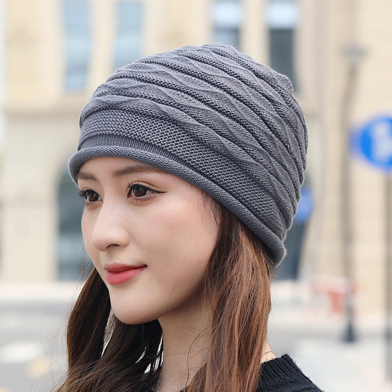 Women's Pleated Curling Sleeve Knitted Hat Pile Hats & Caps