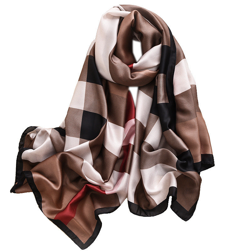 Women's Silk Artificial Shawl Fashion British Thermal Scarfs