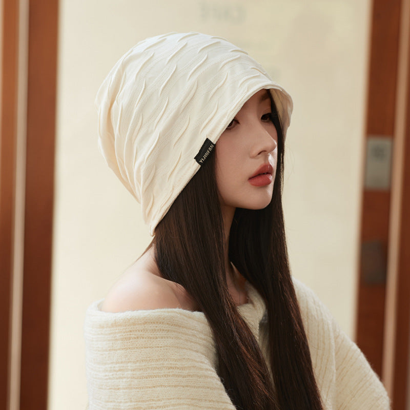 Women's Thin Striped Pleated Pullover Outdoor Simple Hats & Caps