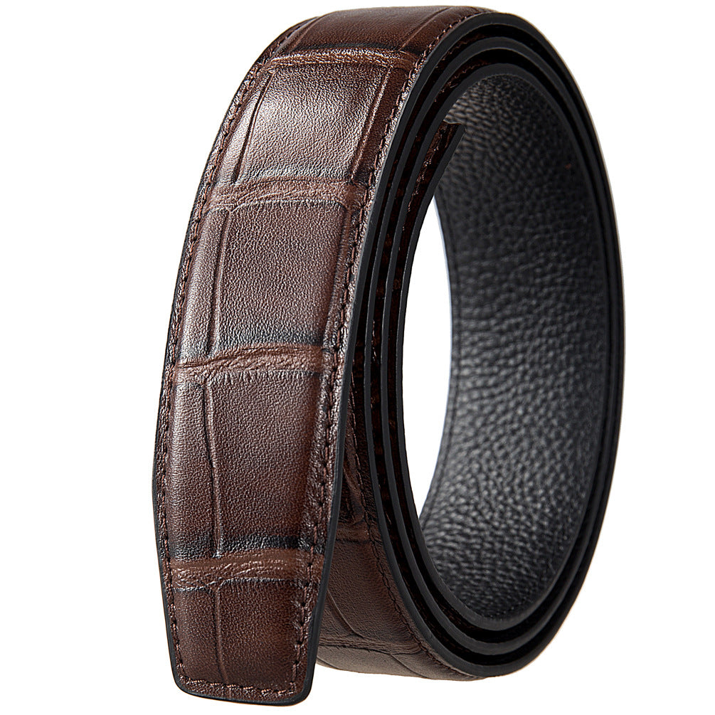 Layer Cowhide Automatic Buckle Patterned Leather Belts