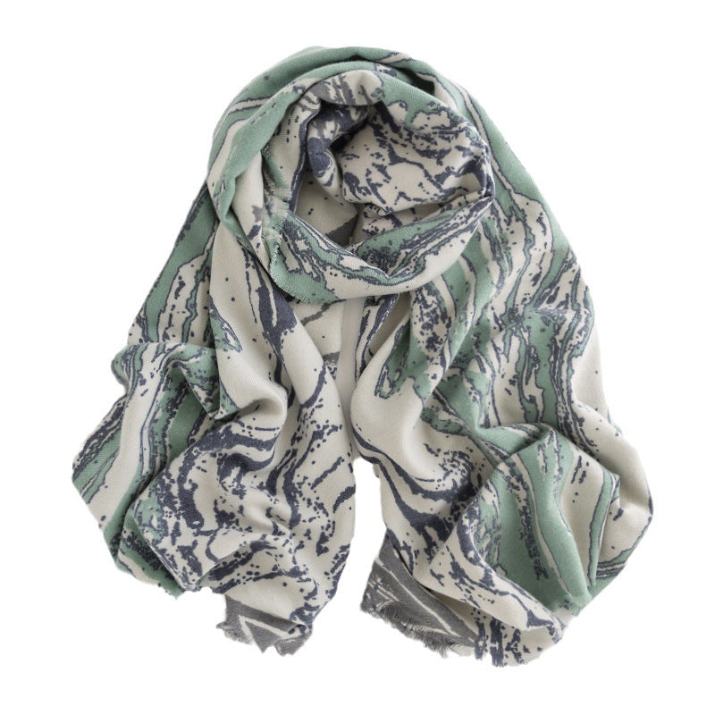 Women's Fresh Sweet Vertical Pattern Marble Listed Scarfs