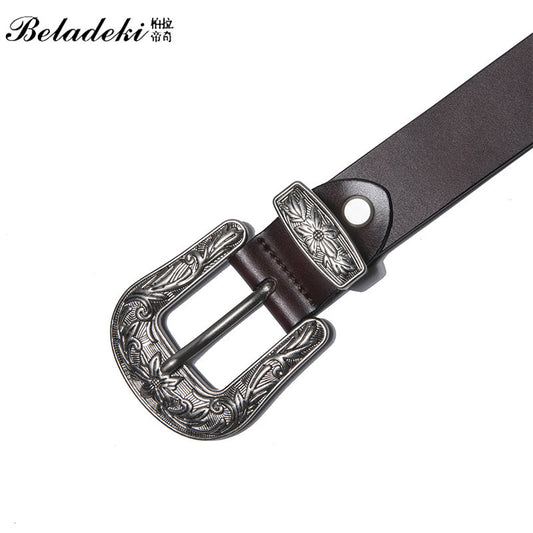 Women's Retro Court Cowhide Wild Genuine Leather Korean Belts