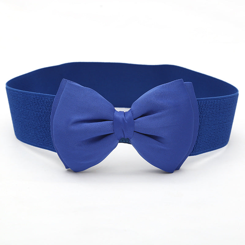 Women's Wide Seal Black Three-dimensional Bow Clothing Belts