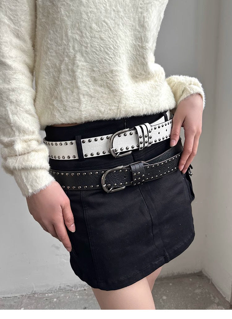 Style Double Row Rivet Versatile Niche Belts