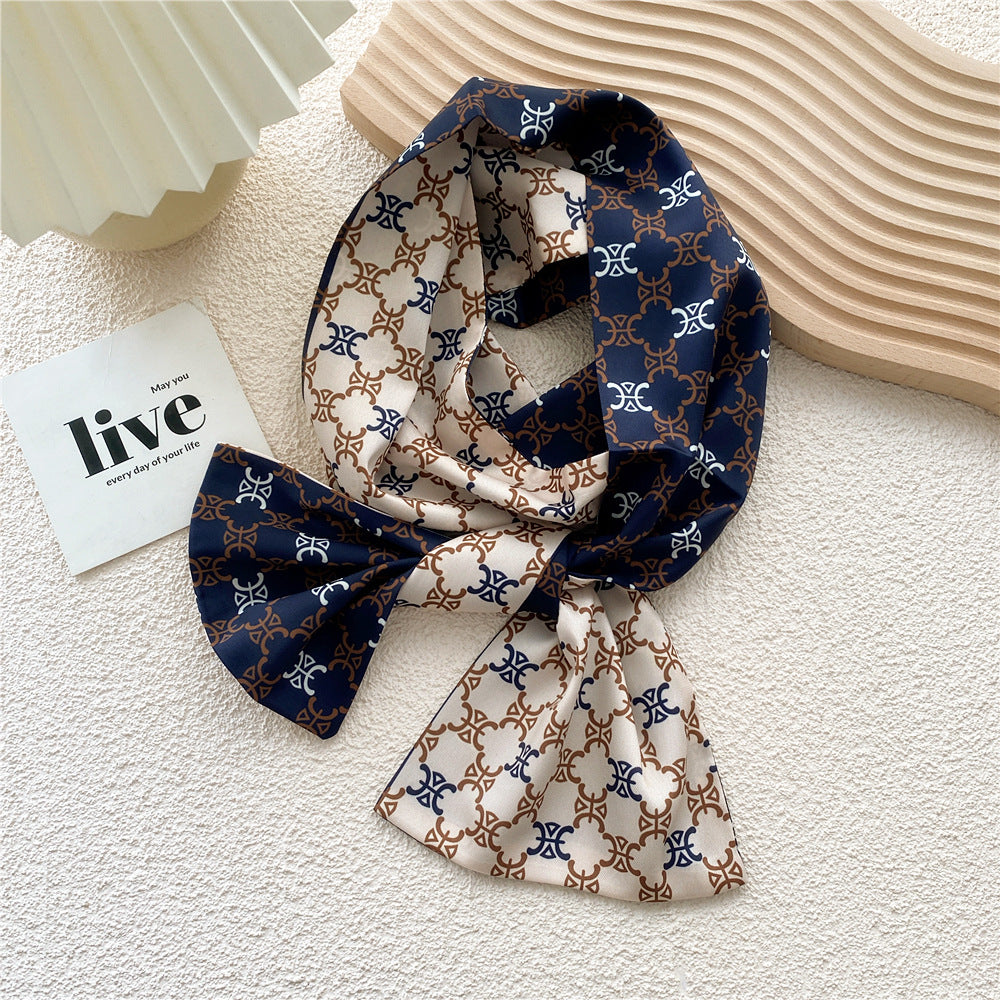 Women's Long Versatile Thin Decorative Ribbon Double-sided Scarfs