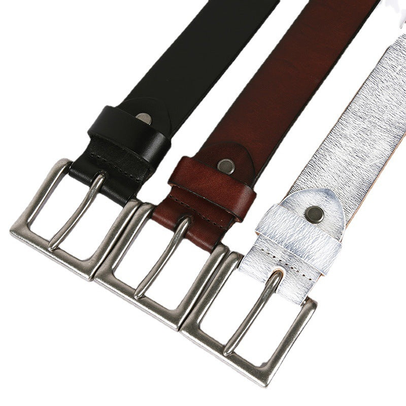 Women's & Men's Leather Round Edge Rivet Wide Personality Belts