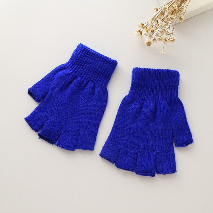 Unisex Warm Knitted Plush Half Finger Gloves