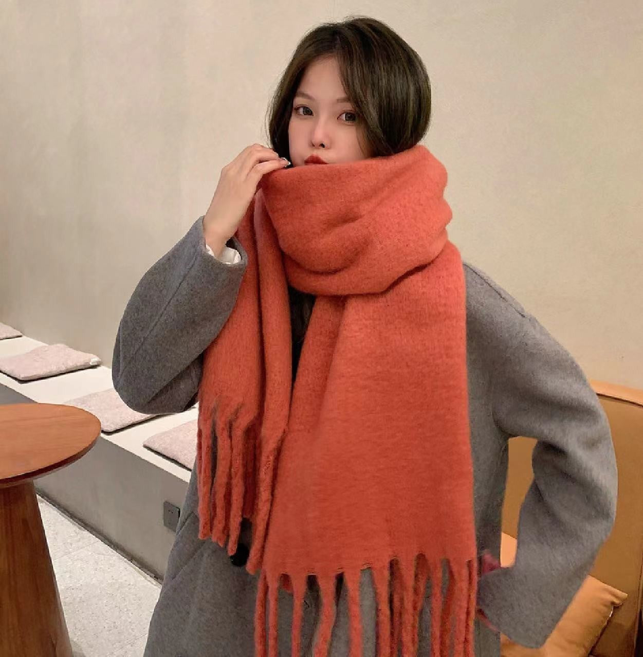 Women's Korean Style Mohair Tassel For Winter Long Scarfs