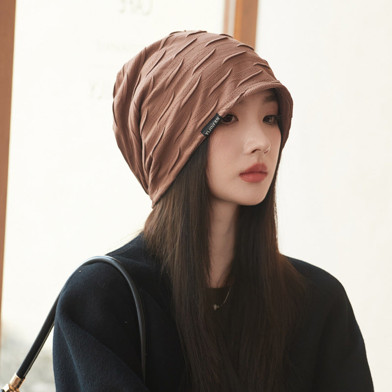 Women's Thin Striped Pleated Pullover Outdoor Simple Hats & Caps