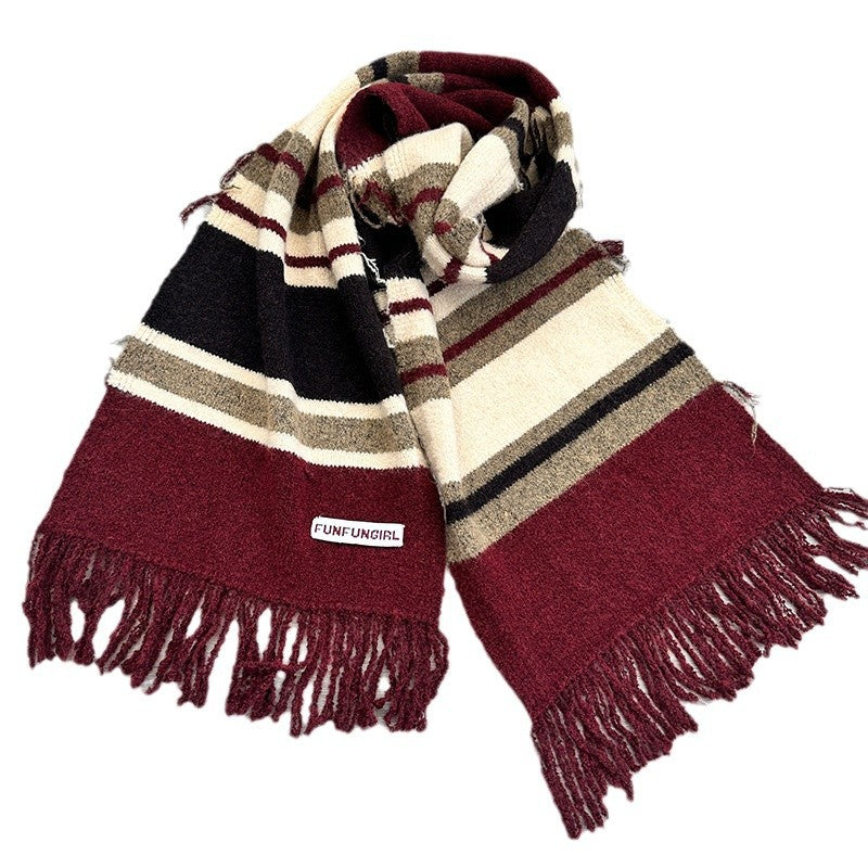 Women's Winter Korean Style Wool Striped Fashion Scarfs