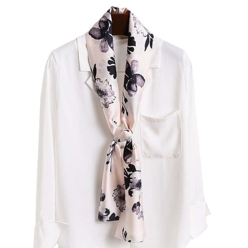 Women's Thin Narrow Strip Small Silk Western Scarfs