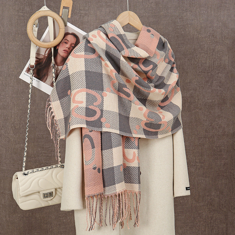 Women's Popular Mickey Plaid Artificial Cashmere Korean Scarfs