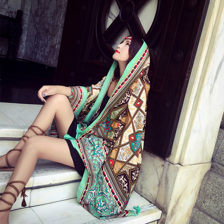 Ethnic Print Travel Outdoor Shawl Air-conditioned Scarfs