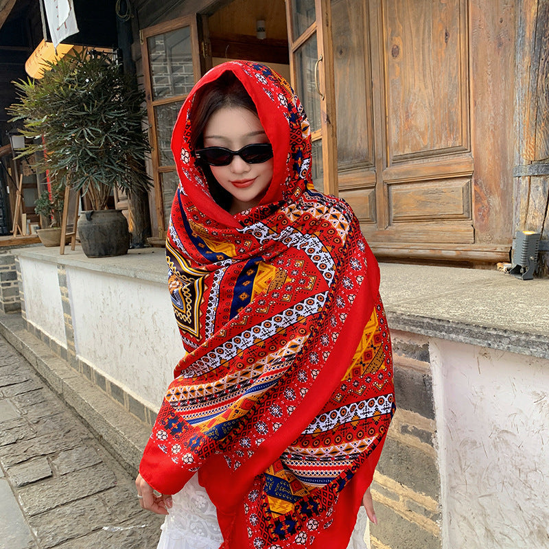 Ethnic Print Travel Outdoor Shawl Air-conditioned Scarfs