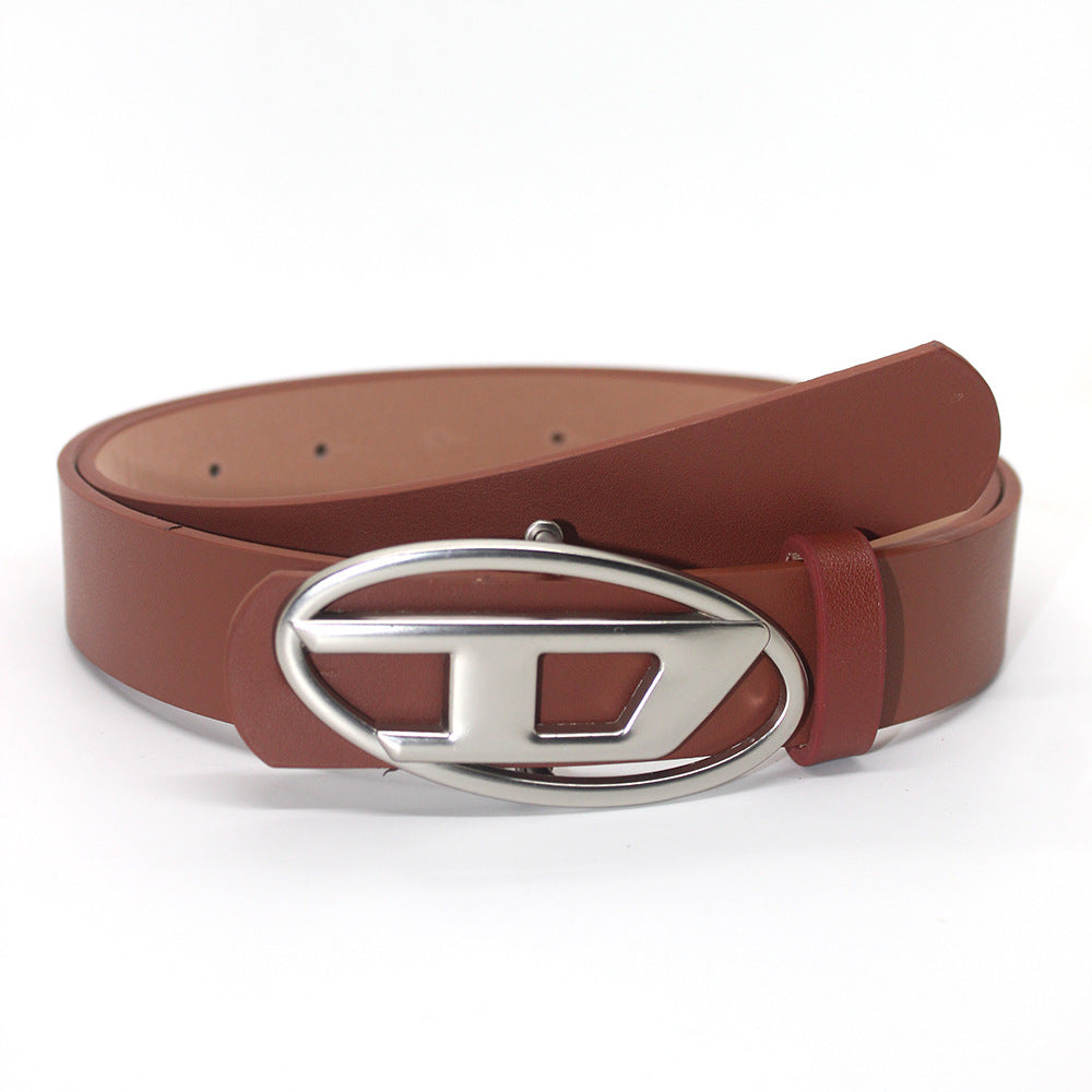 Women's & Men's Trendy Letter Oval Metal Snap Button Belts