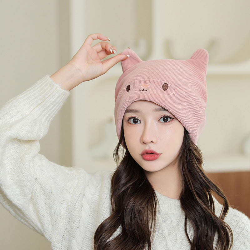 Women's Heap Korean Cute Rabbit Ears Thin Thermal Hats & Caps