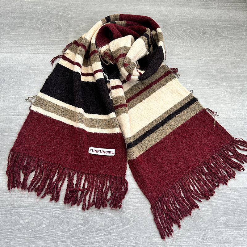 Women's Winter Korean Style Wool Striped Fashion Scarfs