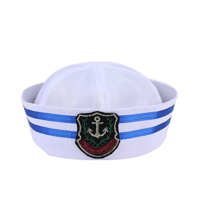 Children's Uniform White Stage Performance Hat Embroidery Kids' Headwear