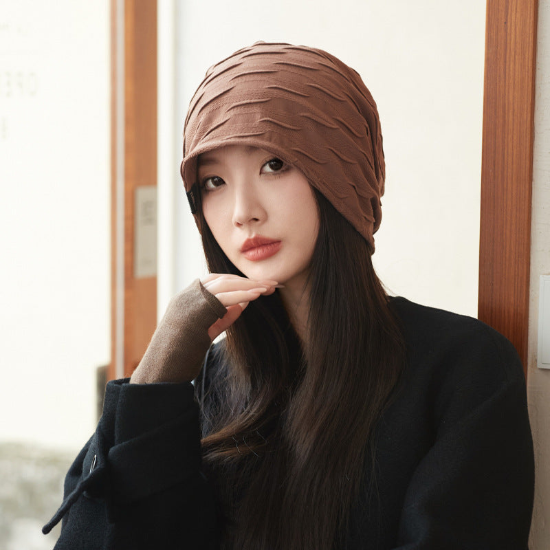 Women's Thin Striped Pleated Pullover Outdoor Simple Hats & Caps