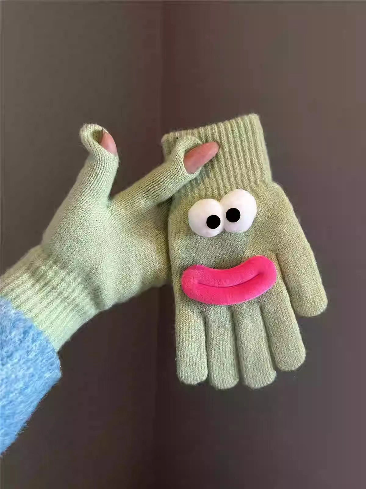 Women's Sausage Mouth Touch Screen Finger Knitting Gloves