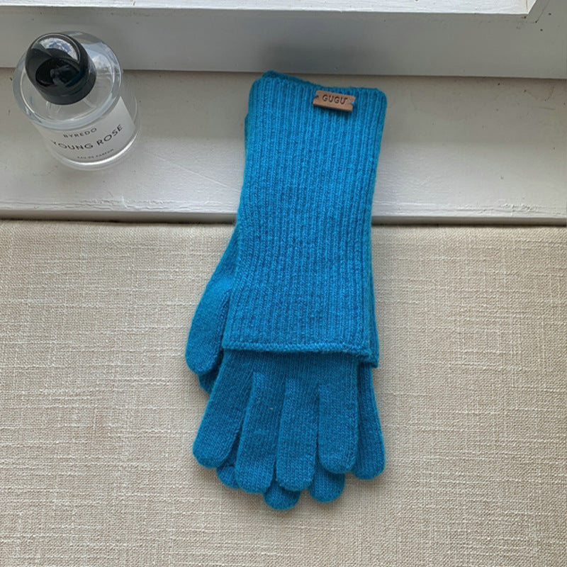 Women's Knitting Wool Split Finger Riding Tide Gloves