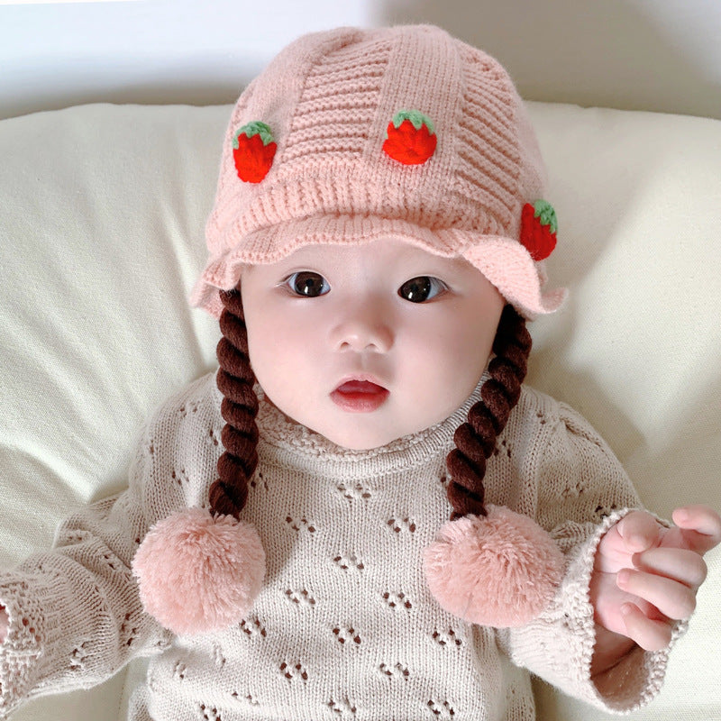 Knitted Cute Wig Infant Pullover Keep Kids' Headwear