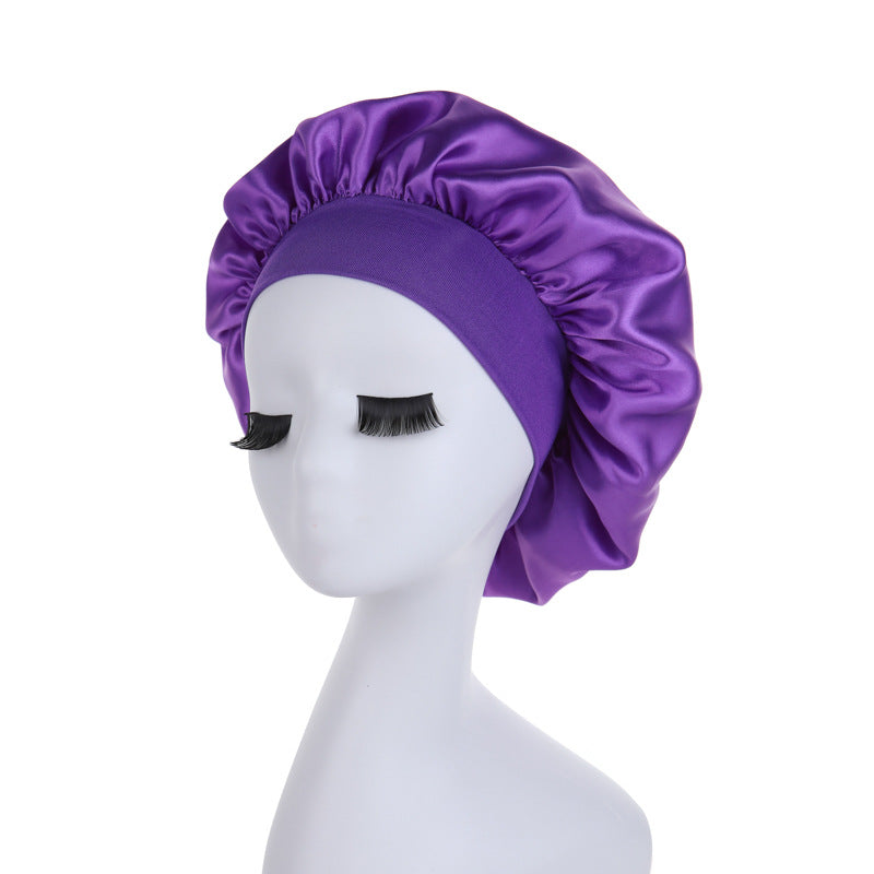 Women's Brim High Elastic Satin Nightcap Beauty Hairdressing Hair Hats & Caps