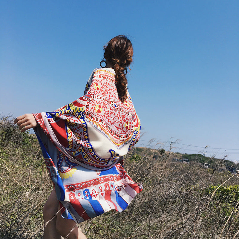 Ethnic Print Travel Outdoor Shawl Air-conditioned Scarfs