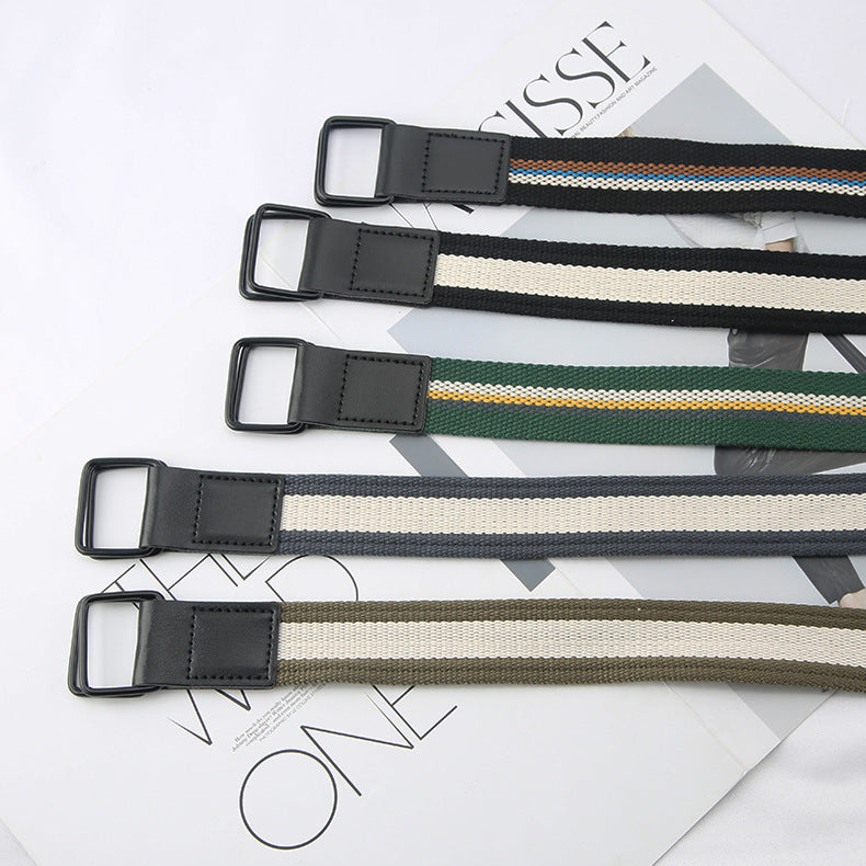 Women's & Men's Korean Style Striped Color Canvas Minimalist Jeans Belts