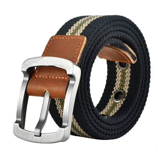 Women's & Men's Canvas Casual Korean Pin Buckle Green Belts