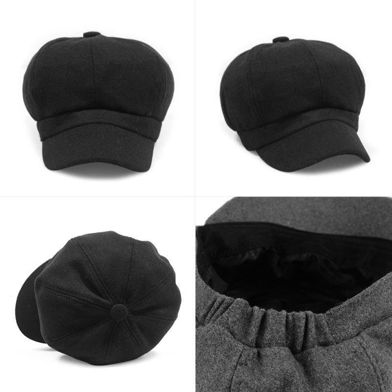 Women's & Men's Versatile Simple Retro Woolen Octagonal Painter Hats & Caps