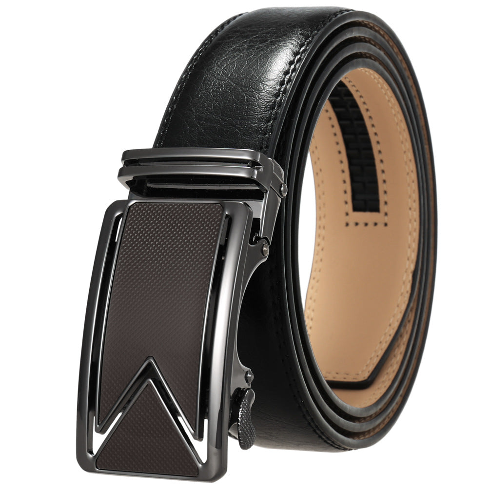 Men's Leather Cowhide Automatic Buckle Pants Korean Belts