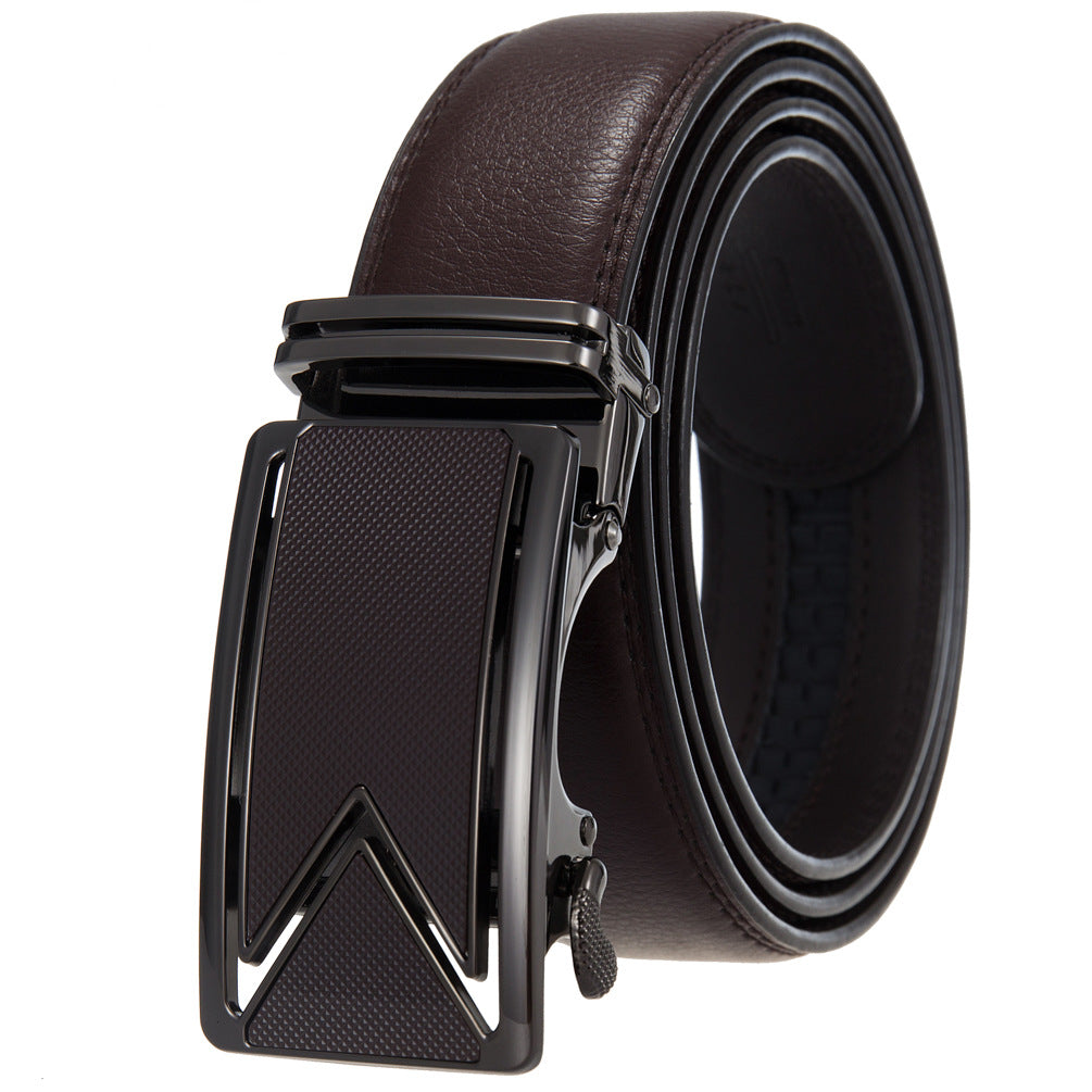 Men's Leather Cowhide Automatic Buckle Pants Korean Belts