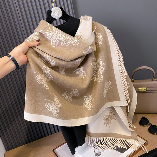 Women's Thickened Jacquard Winter Office Talma Outer Scarfs