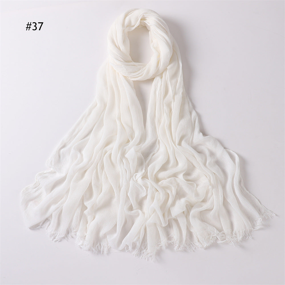 Women's Pleated Solid Color Rayon Split Breathable Scarfs