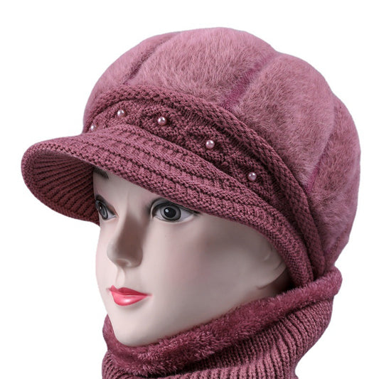 Women's Woolen For The Elderly Mother Rabbit Hats & Caps