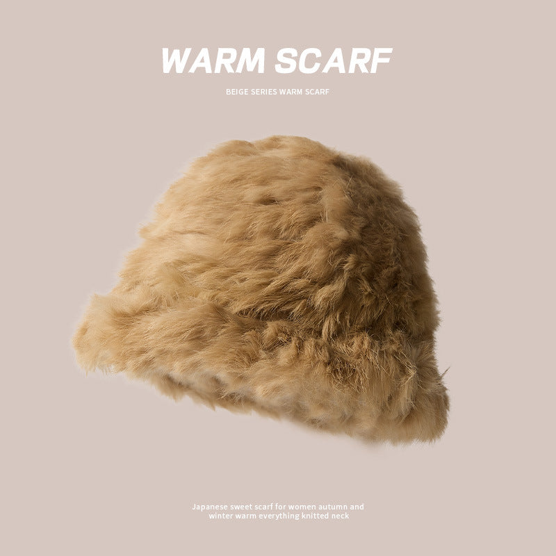 Women's Woolen Knitted Pile Style Beanie Plush Hats & Caps