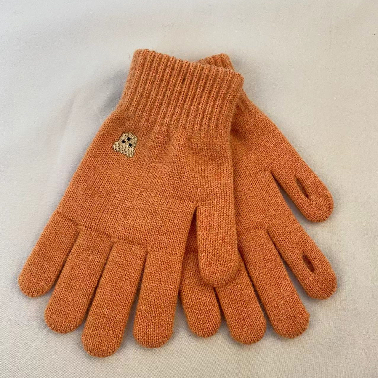 Screen Cute Solid Color Embroidery Split Finger Hole Leakage Gloves