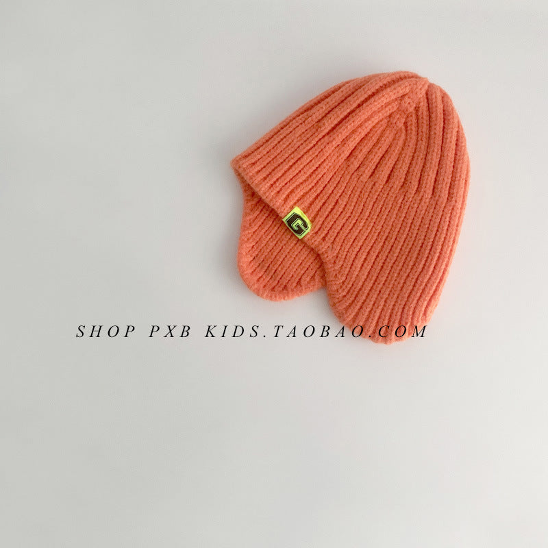 Woolen Boys Letters Sewed Label Earflaps Kids' Headwear