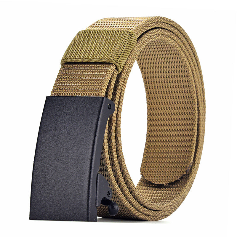 Men's Nylon Woven Canvas Automatic Toothless Outdoor Belts