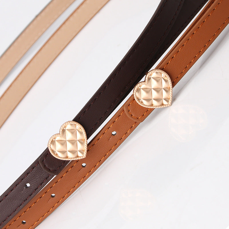 Women's Trend Personalized Thin Peach Heart Buckle Belts