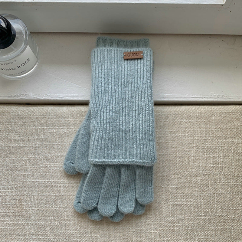 Women's Knitting Wool Split Finger Riding Tide Gloves